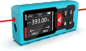 Kiprim 120m Dual Laser Distance Measuring Tool, 393ft Total Range, Electronic Level, Precise Measurements, and Pythagorean Function - Ideal for Construction, DIY, and Home Renovation