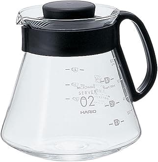 HARIO CD-V60-02 CD Cafetière Range Server V60-02 Microwave-600ml, Glass, 600 milliliters, Black, 4 Cup