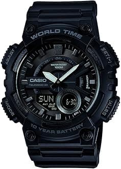 CASIO Black Plastic Watch-AEQ-110W-1BVEF