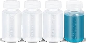 4oz/120ml Squeeze Bottles Wide Mouth Plastic Bottles with Lids, Graduated Food Grade PP Sample Containers for Water Sample Lab Reagent Liquid Medicine Storage (Clear, 4 Pcs)