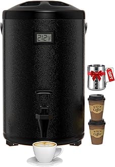 Insulated Beverage Dispenser 3.2 Gallon - Thermal Hot Beverage Dispenser, Hot and Cold Drink Dispenser with Spigot for Hot Water Coffee Chocolate Tea Cold Milk Cocoa, Black, Non-electric,N14