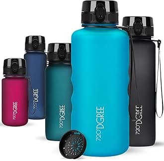 720°DGREE UberBottle 2L + Fruit Sieve Soft Touch BPA-Free Leak-Proof XXL Water Bottle Ideal for Sports, Gym, Hiking, Camping, University, Yoga, Work