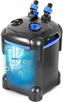 AMOSIJOY 172GPH Canister Filter, Ultra-Quiet External Aquarium Filter with Free Media for Large Fish Tanks and Aquariums (172GPH)
