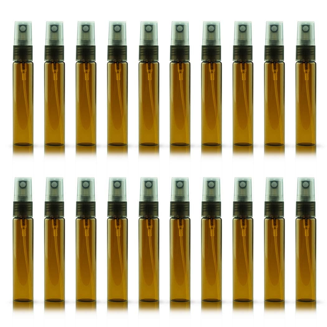 20 Pack Set 10ML Protable Refill Bulk Atomizer Spray Travel Perfume Bottle Hydrating Empty Bottle (Brown)