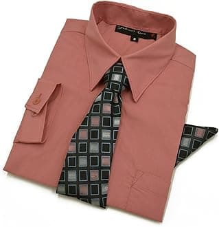 Boys Long Sleeve Dress Shirt with Tie and Handkerchief