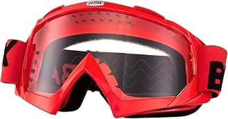 BATFOX Dirt Bike ATV Goggles Motorcycle Glasses Riding Motocross 4-Wheeler MX DH Accessories for Men Women Youth UV Protection Safety Dust-Proof Anti-Slip Strap(Clear-red)