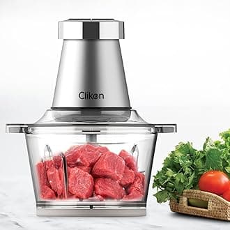 Clikon 2 Litre Electric Food Chopper/Meat Processor with Garlic Skin Peeler Attachment, 2 Speed Setting, Detachable Stainless Steel Quad Blades, 350 Watts, 2 Year Warranty, Silver