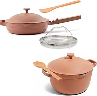 Our Place Cookware Duo - 7-Piece Set Including The Always Pan, Perfect Pot and Spatulas | Multifunctional, Toxin-Free Nonstick | Heat Safe up to 450°F | Oven, Stove, Induction Compatible | Spice