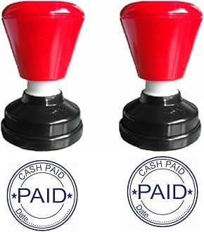 Cash Paid with Date 30mm Round Blue Color self Ink pre Ink Rubber Stamp Pack of 2