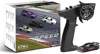 1:76 Turbo Racing Scale RC Sport Car, Table Racing Remote Control Mini Model Car Full Proportional RTR Kit Toys (C74-black)