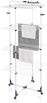 Leifheit Classic Tower 450 Standing Clothes Airer, Foldable Clothes Rack for Outdoor & Indoor, 45 m Clothes Horse with multiple Hooks for Hangers, Leifheit Airer