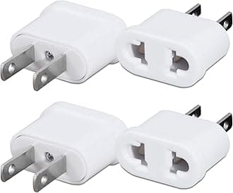 US Plug Adapter, European to USA Outlet Plug, 2 Prong American Wall Plug, Small EU to US Travel Adapter, Europe/Asia to USA/Canada Travel Power Plug Adapter, 4 Pack