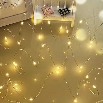Battery Fairy Lights Indoor, Dalugo 50 LED Warm White Copper Wire String Lights for Home Decorations, Bedrooms, Party, Wedding