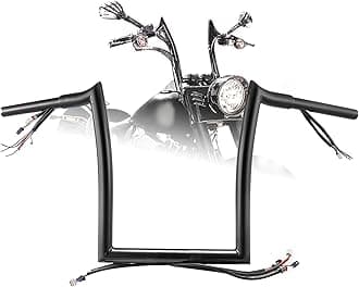 TIGERSGATE PRE-WIRED 12" Rise Ape Hangers 1 1/4" Fat Softail Mercenary Handlebars Kit for 2018-Up Harley Breakout & 2018-Up Fatboy & 2017-later Road King Special （Black）