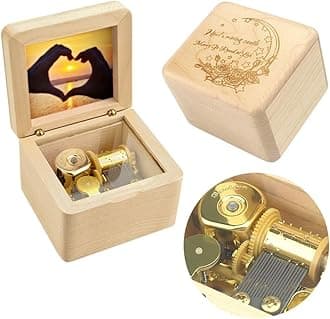 Sinzyo Natural Wooden Music Box with Customizable Photos Wind Up Musical Box Gifts for Christmas,Birthday and Valentine's Day (Character Maple, Tone:Merry Go Round of Life)