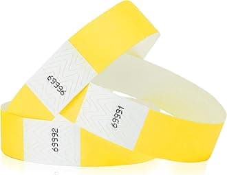 200 WristCo Pantone Yellow Tyvek Wristbands for Events - Comfortable Tear Resistant Paper Bracelets ID Wrist Bands for Concerts Festivals Admission Party Identification