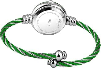 Blekon Collections Women's Cuff Watch - Round Analog Display Arabic Numbers 23mm Case Wire Bracelet Watch for Women Elegant Cable Cuff Bangle Wrist Watch