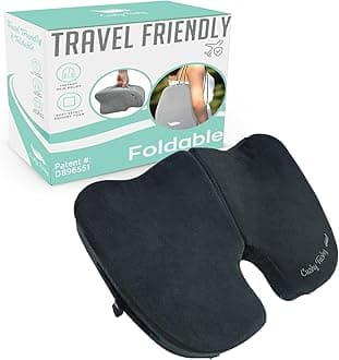 Premium Foldable Travel Seat Cushion - for Relief of Lower Back, Sciatic, Butt and Tailbone Pain - for Home & Office Use, Perfect for Travel or Driving - Coccyx Seat Cushion