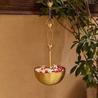 RITUALISTIC Home Purifying Brass(Gold) Dhoop Holder and Candle LightIncense BurnerDhoop DaniPooja ItemsDhoop Batti StandSambrani HolderPooja Room Decor Medium Hanging Loban