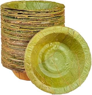 Healthy Edible's | Disposable | Siali Leaf Dessert Bowl (with Corrugated Sheets) | Medium | 5.5 inch | Set of 25 | (Green)