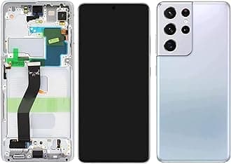 Original 6.8" for Samsung S21 Ultra Display Touch Screen Digitizer S21ultra 5G G998U G998B G998B/DS G998W G998Ul LCD Screen Replacement (with Silver Frame+Back Cover)
