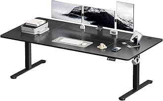 Devoko Standing Desk 160x80cm Height Adjustable Desk Sit Stand up Table for Home Office Adjustable Computer Desk with Splice Board(Black)