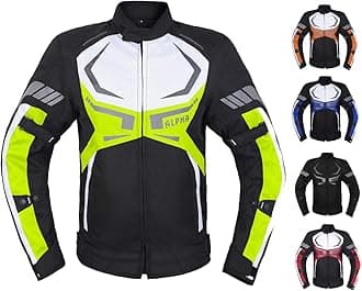 MOTORCYCLE JACKET MENS CE ARMORED BIKERS RIDING RACING WATERPROOF ALL SEASON JACKET (GREEN, MEDIUM)