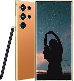 S24 Ultra Unlocked Phones 5G Cell Phone, Smartphone with Tool Pen, 6800mAh Battery Fast Charging Mobile Phone, Android 14.0 Cell Phone 8GB+256GB Dual SIM Dual Standby (Orange)