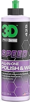 3D Speed All-In-One Polish & Wax – Scratch & Swirl Remover, Clear Coat Safe Paint Sealant – High Gloss Finish, Easy Application – 8oz – Made in USA