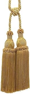 Elegant Criss Cross Double Curtain & Drapery Tassel Tieback, Tassel Length 10" (25cm), 30" Spread (76cm) (Style# TBIC2) Rustic Gold #4975 (Light Gold, Beige Gold, Yellow Gold) Individually Sold