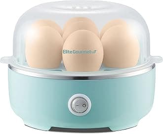 Elite Gourmet EGC115M Electric Egg Cooker 7 Eggs, Soft, Medium, Hard with Auto Shut-Off, Measuring Cup Included, BPA-Free, Retro Mint