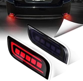 Full LED Rear Bumper Reflector Lights For Subaru 2008-up Impreza/2008-2014 WRX,STI/2013-up XV Crosstrek Tail Brake Fog Lamps Daytime Running Light Turn Signal Accessories (Smoked)