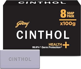 Cinthol Health+ Bath Soap - 100g (Pack of 8) | 99.9% Germ Protection & Insta Deo Fragrance