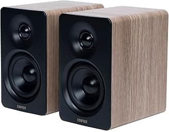 Edifier M60 Multimedia Speaker Bluetooth 5.3, 66W RMS, Hi-Res Audio & Hi-Res Wireless Audio, LDAC,3" Mid Bass & 1" Tweeter, USB-C & Aux Inputs, Compact Desktop Speaker – Classic Oak