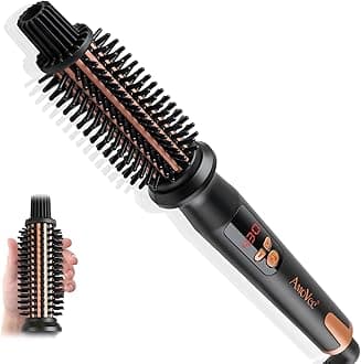 AmoVee Curling Iron Brush 1 Inch Barrel & Anti-Scald Bristles for All Hair Types