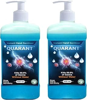 QUARANT 80% Alcohol Based Instant Hand Sanitizer Pump, Kills 99.9% Germs, WHO Recommended Formula & FDA Approved, 500 ML (Pack of 2 Bottles)