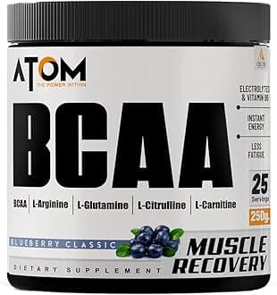 AS-IT-IS ATOM BCAA 250g with L-arginine, L-Carnitine, L-Citrulline for Energy Burst & Athletic Performance | Blueberry classic Flavor