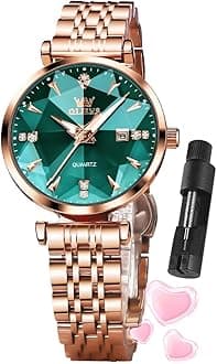 OLEVS Women Watch Fashion Rose Gold Diamond Analog Quartz Female Watches for Women Luxury Dress Ladies Stainless Steel Luminous Waterproof Date Wristwatches