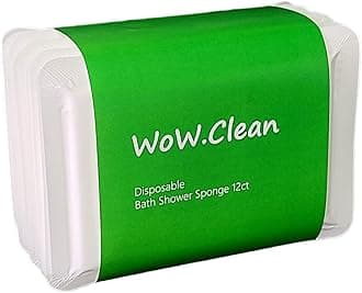 Disposable Bath Shower Sponge 1 Dozen-12 Counts . Easy to Carry, Clean Shower Supplies for Travel or Camping, White