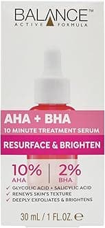 Balance Active Formula Resurface & Brighten AHA 10% + BHA 2% Retexturising Serum With Glycolic Acid & Salicylic Acid. Renews Skin's Texture. Deeply Exfoliates & Brightens, Clear, 30 ml (Pack of 1)
