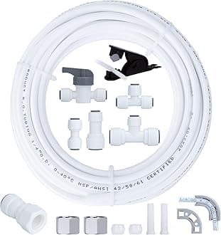 Refrigerator Water Line Kit Connection and 1/4 Compression Ice Maker Installation Kit,1/4" OD Tubing with Quick Connect for Fridge IceMaker Reverse Osmosis RO Systems Water Filters Faucet 25ft