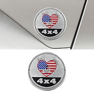 Heart Badge Rated Car Emblem, 4 x 4 Round Automotive Emblem Decal, 3D Metal Car Exterior Decoration Sticker for Cars, Trucks, SUVs, Wrangler Vehicles (Heart)