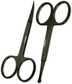 Utopia Care Eyebrow Scissors, Professional Stainless Steel Small Shears for Men and Women, Nose Hair Scissors for Grooming Mustache, Beard, Eyelashes, Ear Hair Trimming, Green