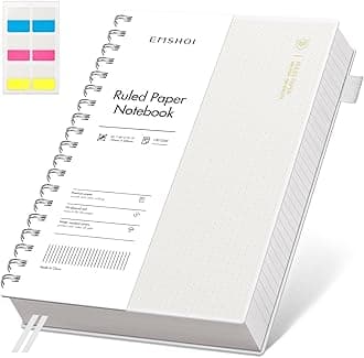 EMSHOI Lined Spiral Journal Notebook, B5 College Ruled Notebook, 300 Pages/150 Sheets, 100gsm Acid-Free Paper, Waterproof Softcover Notebook for School, Work, Note Taking, 7.48" × 10.15" - Transparent