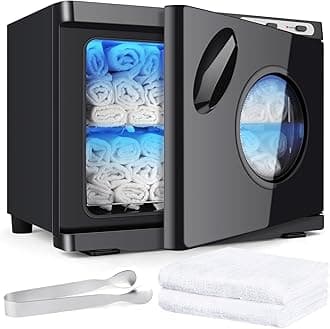 Hot Towel Warmer, Professional 23L Large Capacity Hot Towel Cabinet, 2-in-1 Spa Towel Warmers for Facials, Barber, Salon, Esthetician, Upgrade Fast Heating Aluminum Interior, Black w/Window