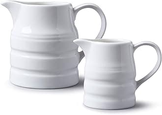 WM Bartleet & Sons 1750 TSET8 Porcelain Traditional Churn Jugs Set of 2 (284 ml, 1 Pint), White