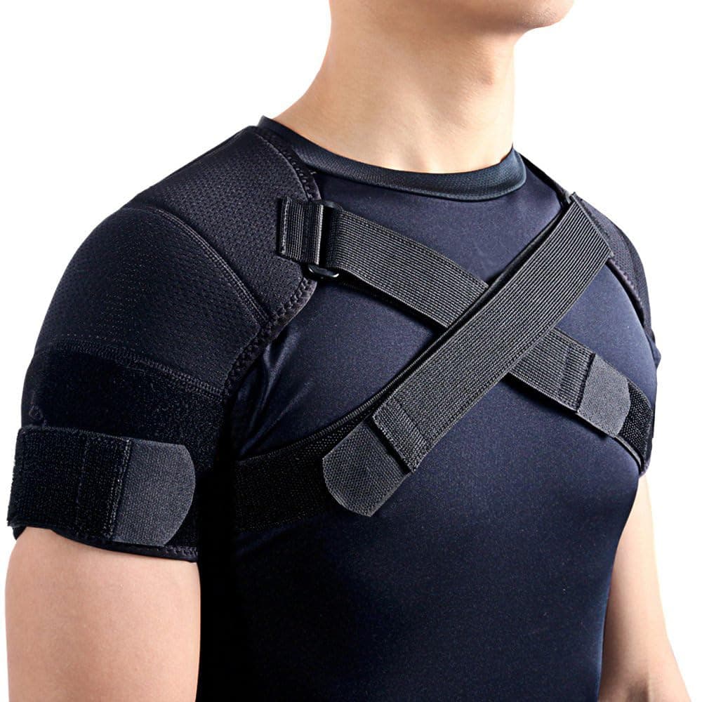 Kuangmi (Large) - Double Shoulder Brace Support Strap Wrap Protector for Men Women