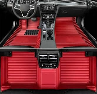 Custom Personalized Floor Mats for Cars，Luxury Full Coverage All Weather Car Floor Mats，Anti-Slip Leather Car Mat Set ，Custom Floor Mats for 99% of Cars, Trucks & SUVs (Streak Pure red)