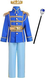 AWIBMK Boys Prince Charming Costume - Kids Medieval Royal King Outfit for Halloween Cosplay Dress Up