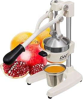 Gowintech Commercial Heavy Duty Cast Iron Hand Press Manual Orange Citrus Lemon Lime Grapefruit Pomegranate Fruit Juice Squeezer Machine with Stainless Steel Cup White